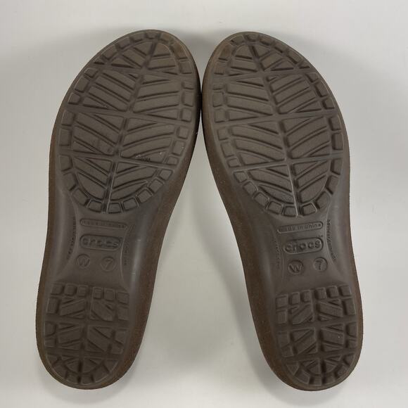 Crocs Mammoth Lined Flat Womens Size 7 Brown Rubber Slip On Workwear - Picture 8 of 9